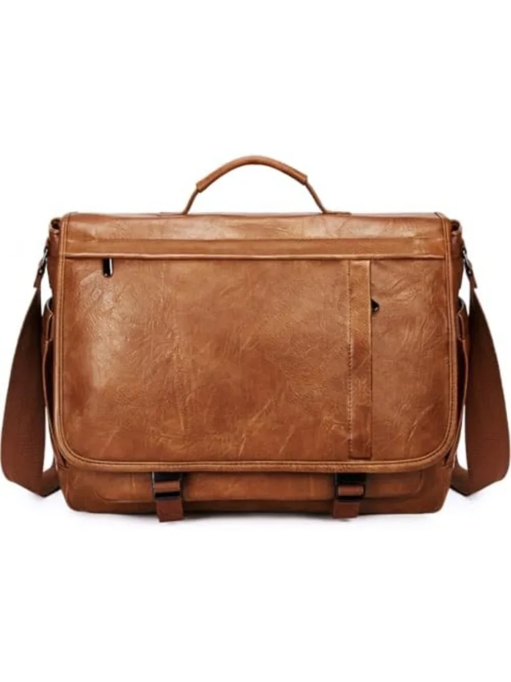 Stylish PU Leather Messenger Bag for Men - Large Laptop Briefcase for Work